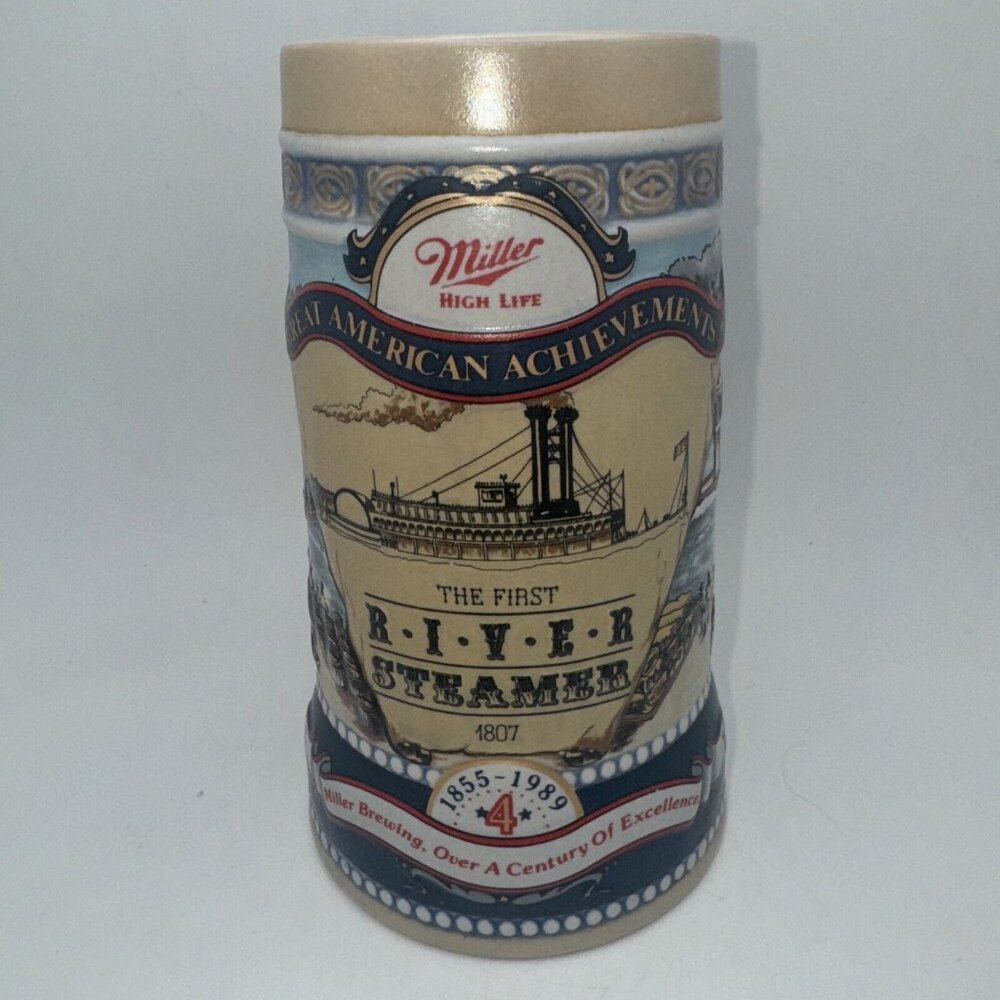 Vintage Miller High Life 1989 Great American Achievements Steamer Beer Stein Mug